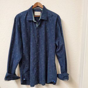 Robert Graham Diamond Pattern Collared Button Up Contrast Collar and Cuffs
